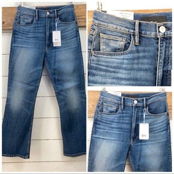 $245 High Waist Denim NWT Cropped Flare Slim Fit - Picture 7 of 8